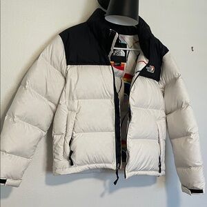 The North Face Black and White Puffer Jacket Nuptse for pride